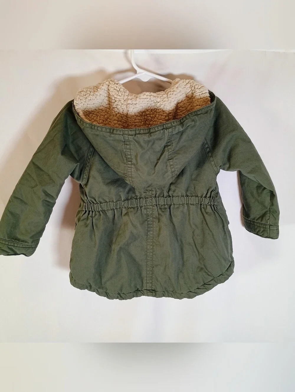 Old Navy Kids Olive Green Hooded Sherpa Jacket